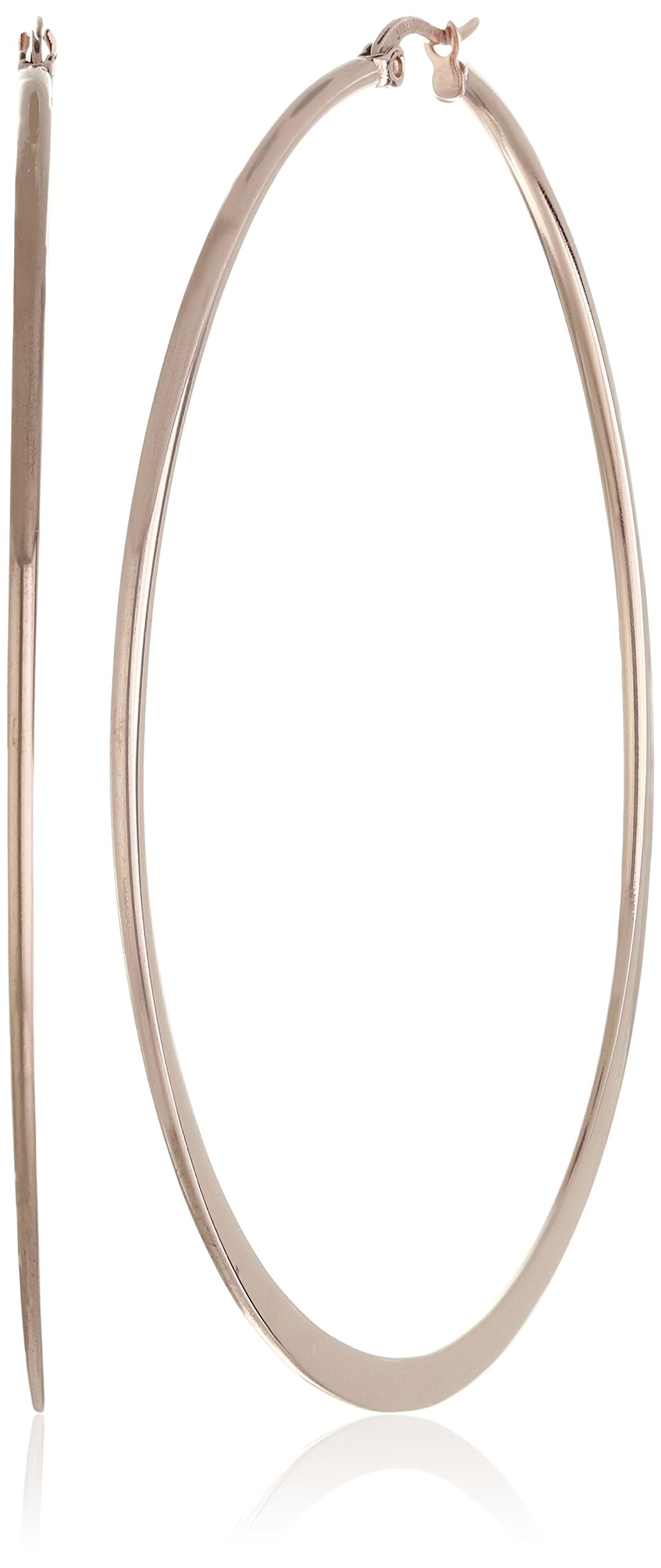 Amazon Essentials Gold Plated or Stainless Steel Flattened Hoop Earrings (previously Amazon Collection)
